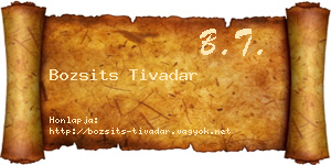 Bozsits Tivadar névjegykártya
